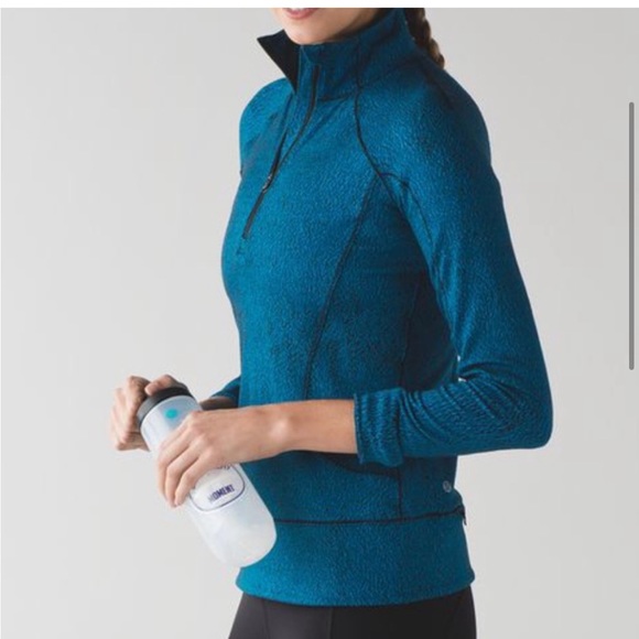 Lululemon Rush Hour 1/2 Zip Jacquard Blue/Black Sz.6 - Picture 1 of 12